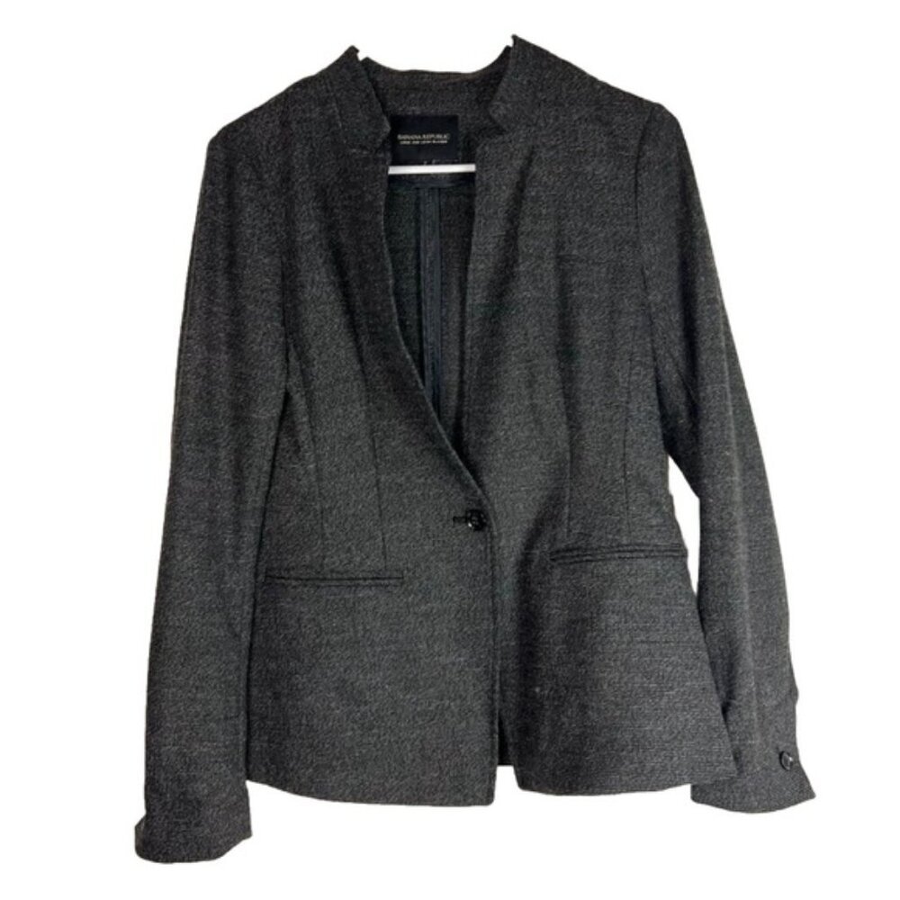 BANANA REPUBLIC LONG AND LEAN BLAZER Single Button Black/Gray Size 2